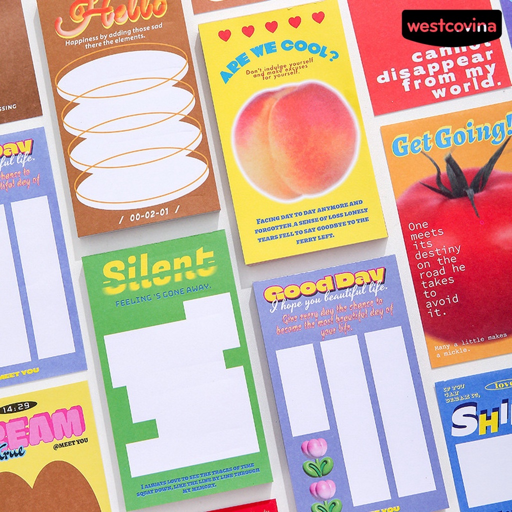 [WSTN]✎Set 90 Tấm Giấy Ghi Chú Họa Tiết Lá Dày Dặn Phong Cách Hàn Quốc