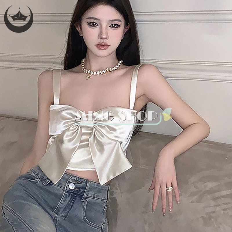 Áo Hai Dây Mùa Hè Màu Sắc Trơn Hở Lưng Gợi Cảm Cho Nữ