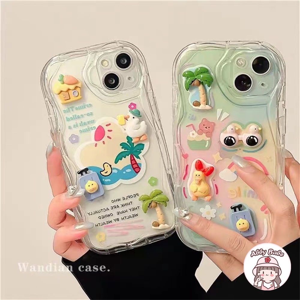 Ốp Điện Thoại TPU Mềm Trong Suốt Họa Tiết Cây Dừa / Bãi Biển 3D Chống Bẩn Cho IPhone 14 Pro Max 12 11 Pro Max X XS XR 7Plus