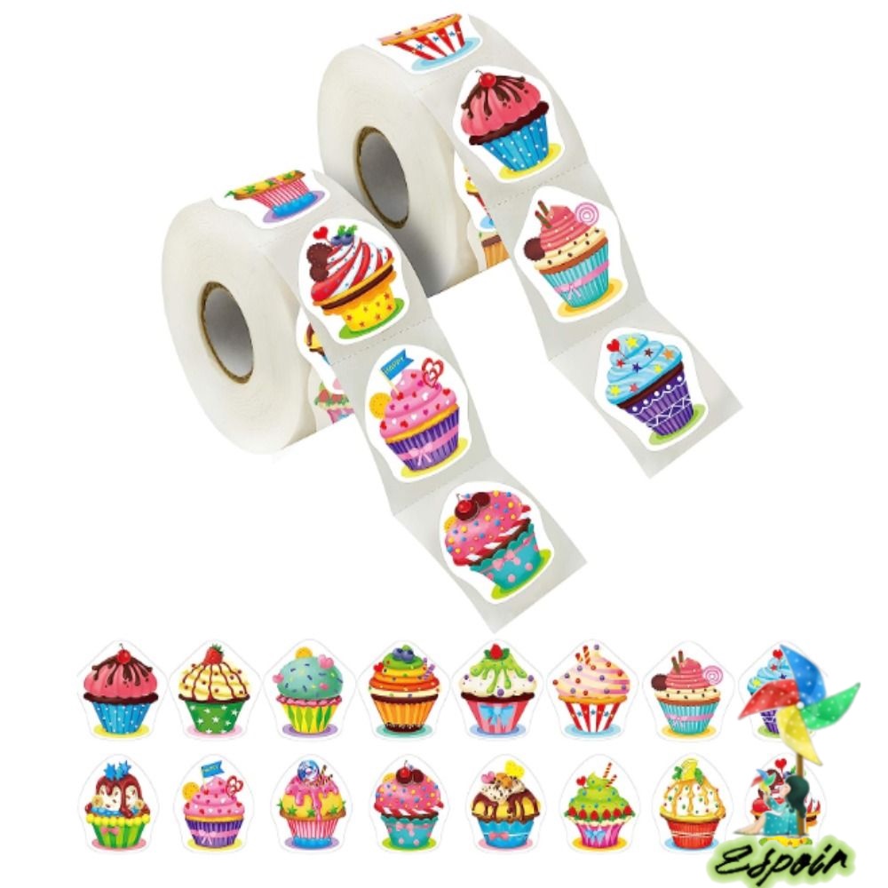 ESPO Bộ 2 Cuộn 1000 Miếng Dán Tròn 1 "in Đường Kính 2 Cuộn Trang Trí Bánh Cupcake