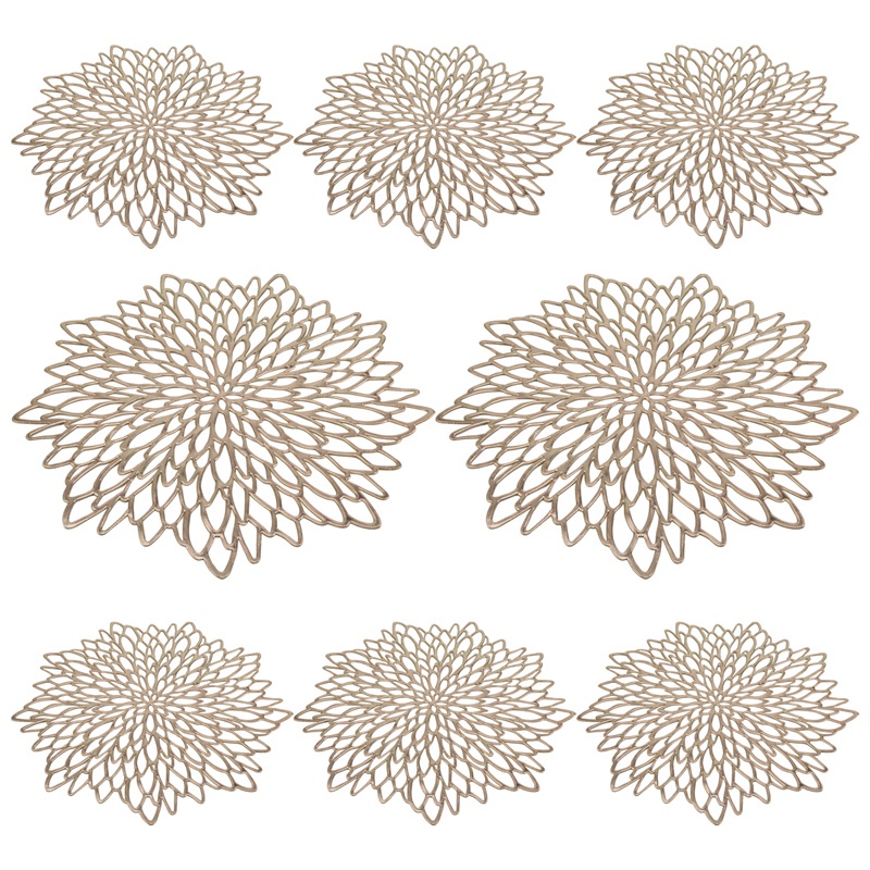 Set 8 Tấm Lót Bàn Tròn Bằng PVC Màu Vàng 15.5 Inch Chuyên Dụng Cho Trang Trí Tiệc Cưới / Nhà Hàng / Khách Sạn