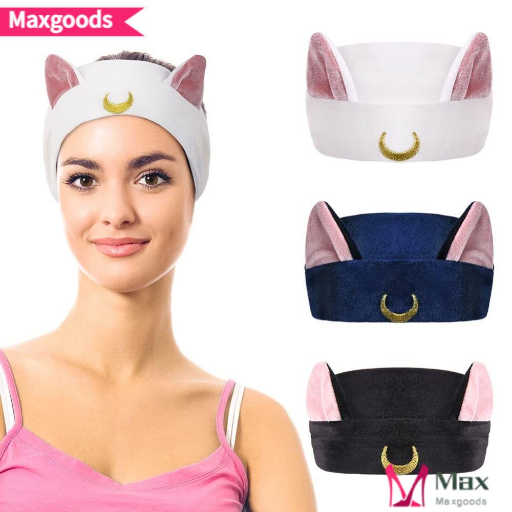 MAXG Băng Đô Cài Tóc Hình Mặt Trăng Dễ Thương Dùng Rửa Mặt / Trang Điểm