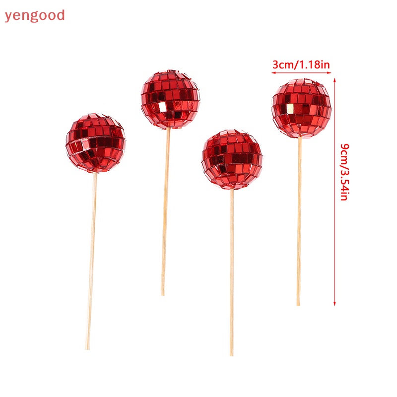 Set 12 Que Cắm Tráng Gương Dùng Trang Trí Bánh Kem Phong Cách Retro