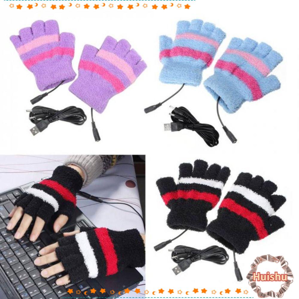 HS Găng Tay Sưởi Ấm Hở Ngón Sạc USB Tiện Dụng