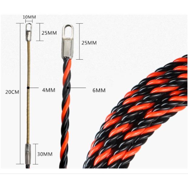 Dây Mồi 30m - 25m - 20m - 15m - 10m, Dây Mồi Luồn Kéo Dây Điện 3 Lõi Xoắn, Dây Mồi Kéo Cáp Ngầm
