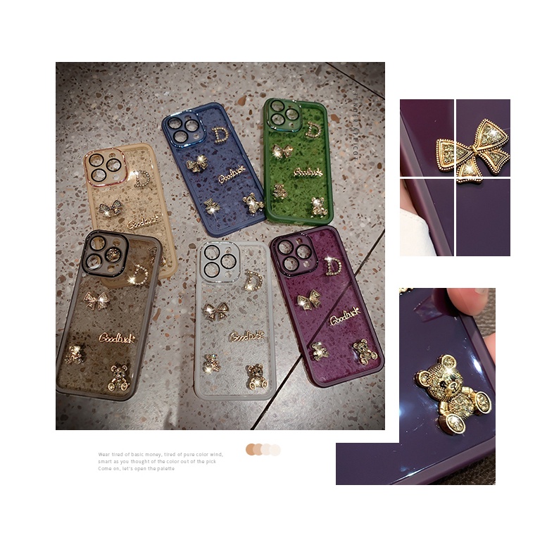 Ốp Điện Thoại Ba Chiều Hình Gấu Kim Loại Chống Rơi Cho Iphone 14promax 13 12 11 Pro Max