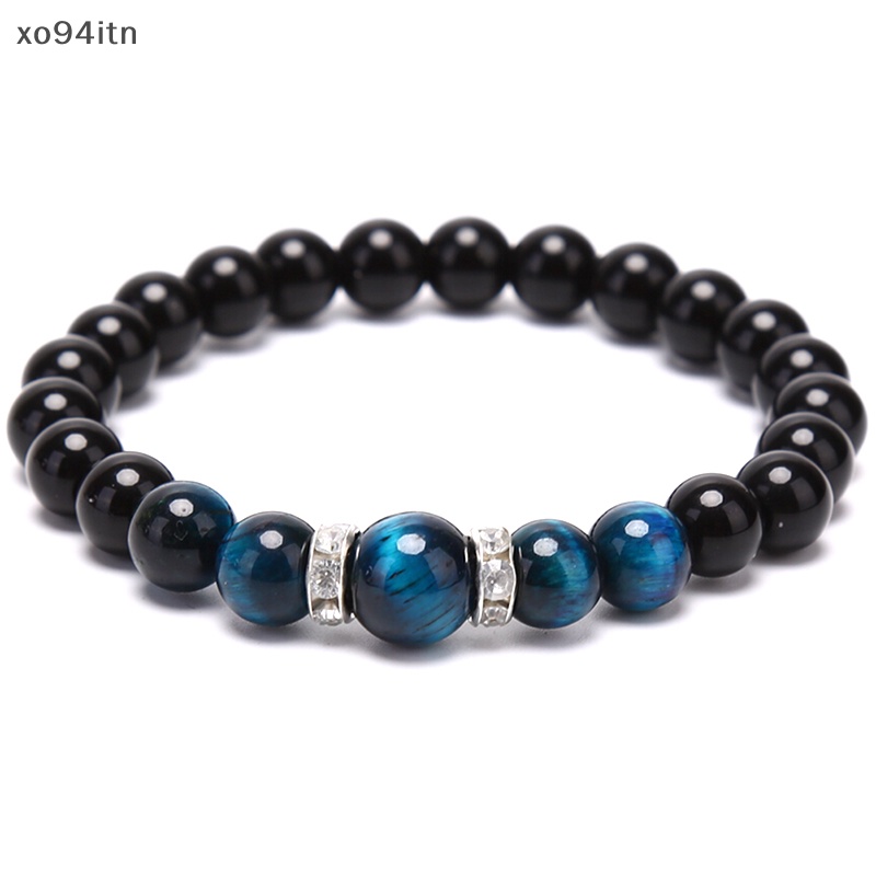 Vòng Tay Chuỗi Hạt Đá Mắt Hổ Đen Tự Nhiên Thời Trang Cho Nam