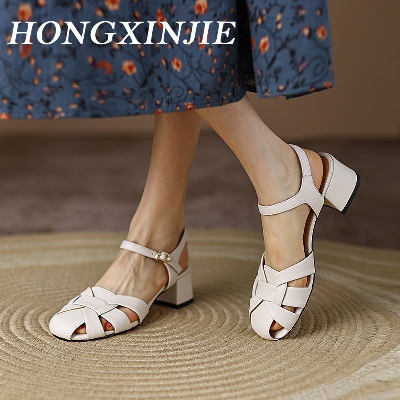 HONGXINJIE dép sandal nữ dép quai hậu nữ 2023 NEW Khu phố thời trang cổ điển 070535 