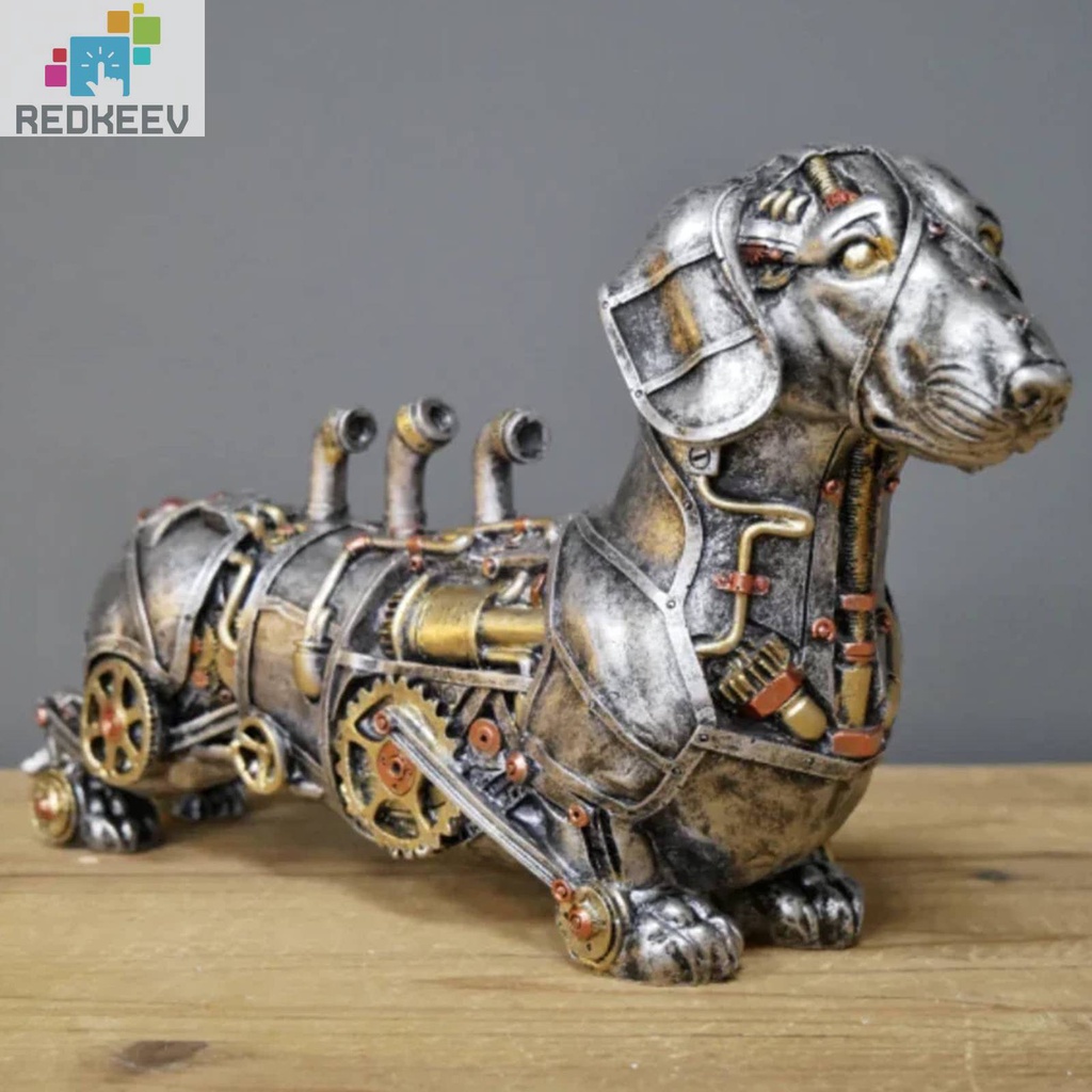 Mô Hình Chú Chó Bằng Nhựa Resin Phong Cách Steampunks Độc Đáo Dùng Trang Trí