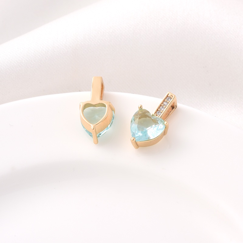 Mặt Dây Chuyền Hình Trái Tim Nhiều Màu Đính Đá Zircon 14K