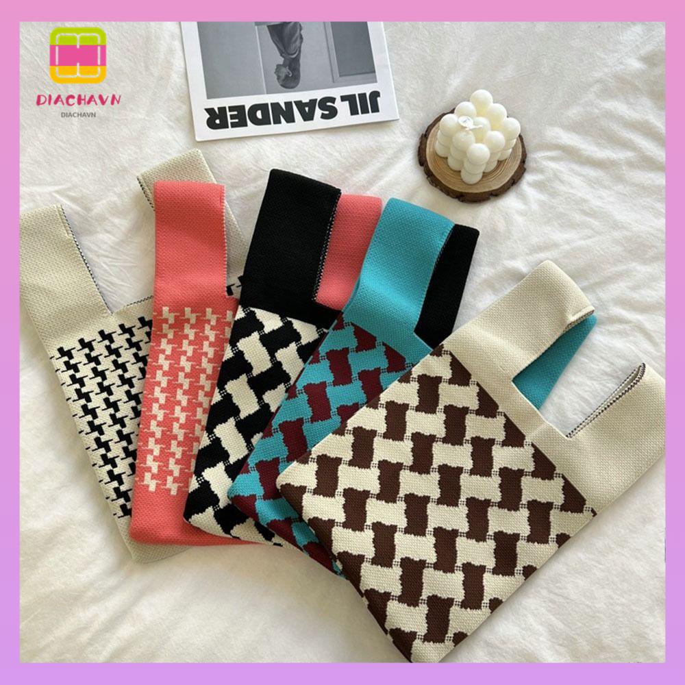 DIACHAVN Túi Xách Đan Len Nhiều Màu Sắc Thời Trang Cho Nữ