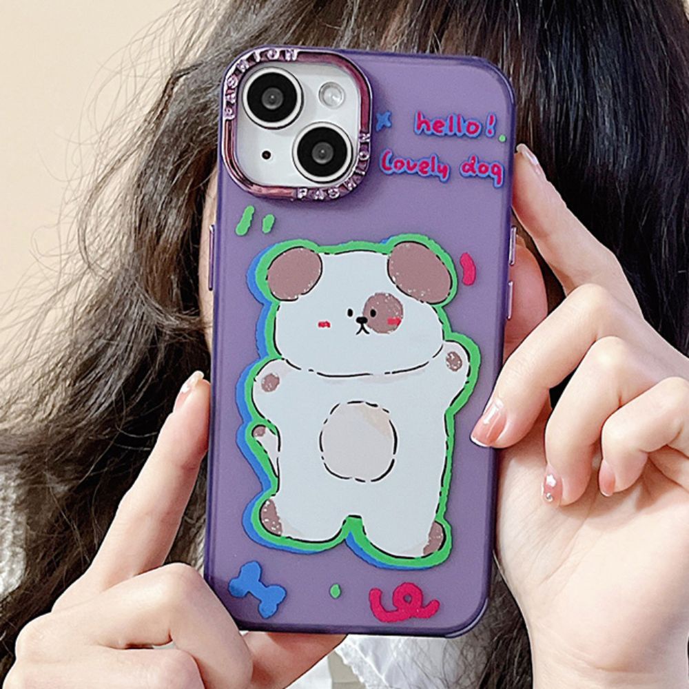 Ốp Điện Thoại TPU Mềm Chống Dấu Vân Tay Chống Rơi In Hình Cún / Mèo Mạ Điện Thời Trang Cho IPhone 14 13 12 11 Pro Max X XR 8 7 Plus