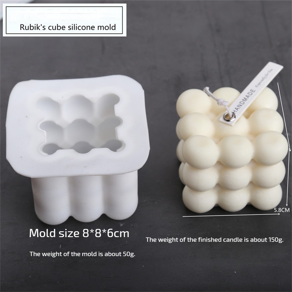 Khuôn Silicone Tạo Hình Khối Rubik Làm Nến / Socola Trang Trí Bánh Kem