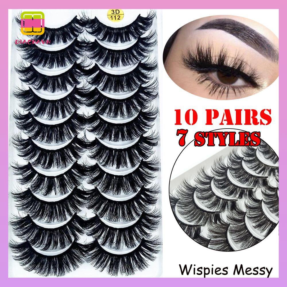 DIACHAVN Set 10 Cặp Lông Mi Giả 3D Handmade Dành Cho Trang Điểm