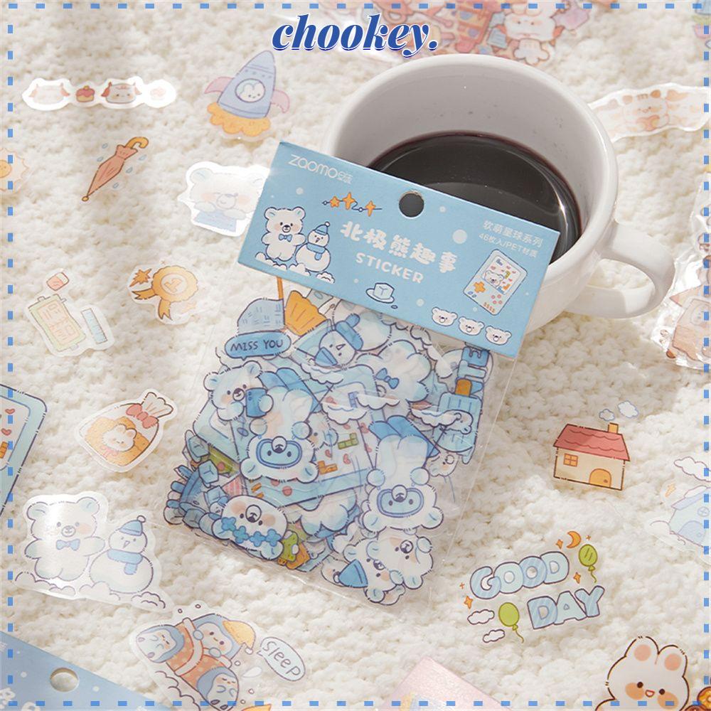 CHOOKEY Set 46 Sticker Hoạt Hình Dán Trang Trí Scrapbook