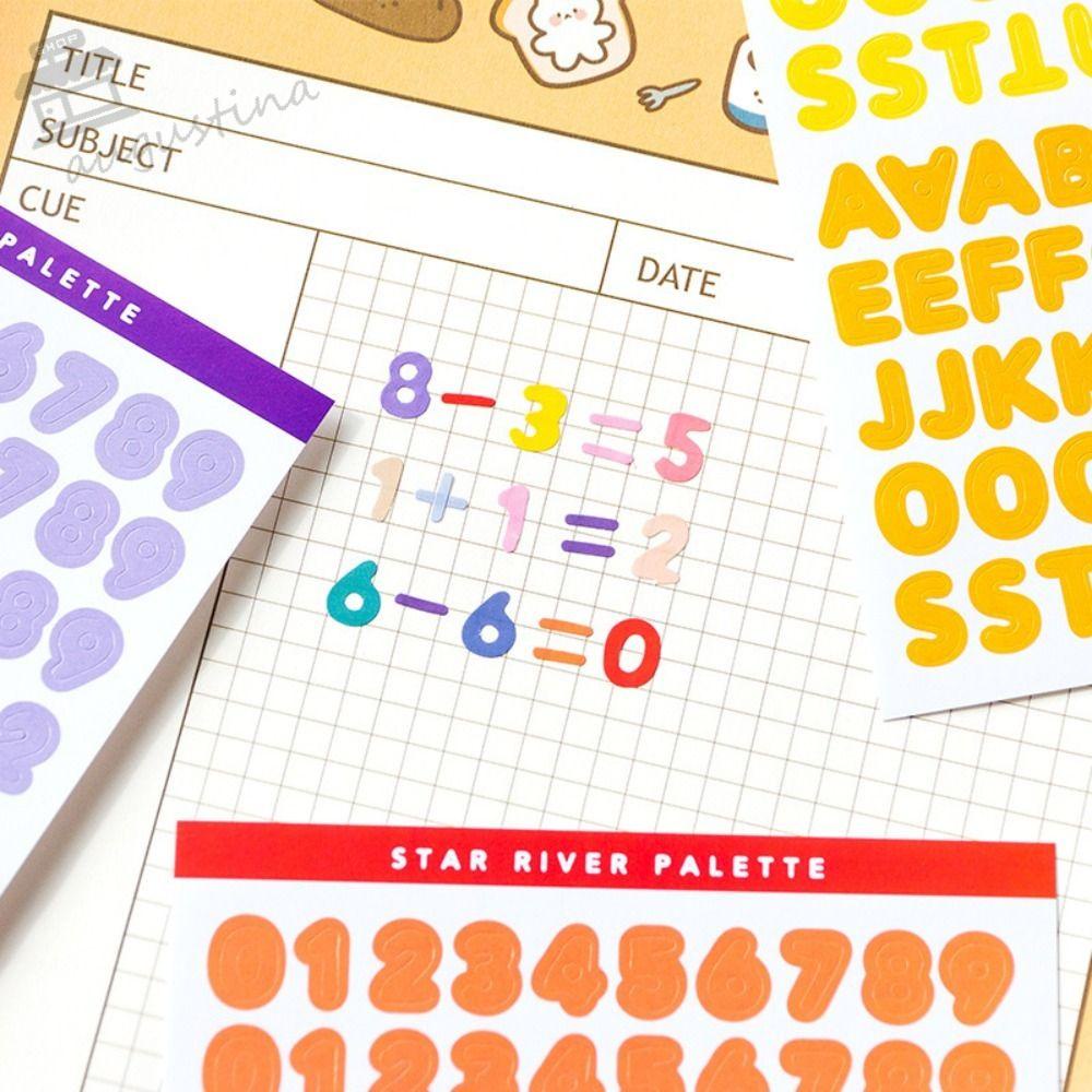 AUGUSTINA Miếng Dán Hình Chữ Số Trang Trí Sổ Tay DIY