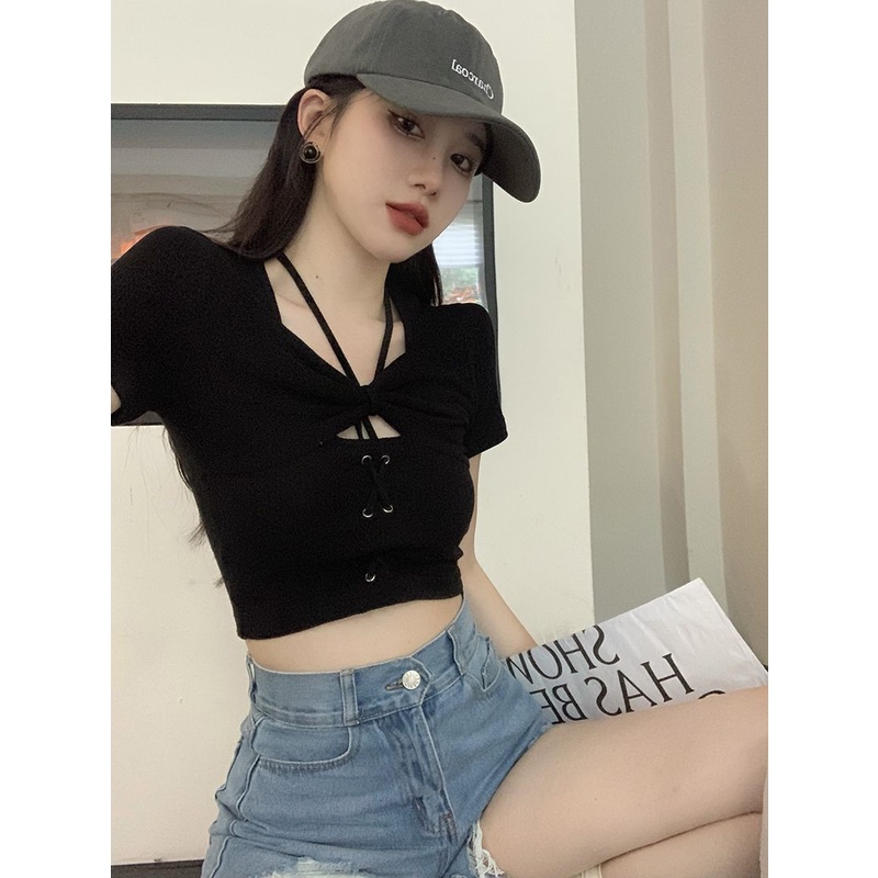 Áo Thun Dáng Ôm Hở Lỗ Thời Trang Cho Nữ