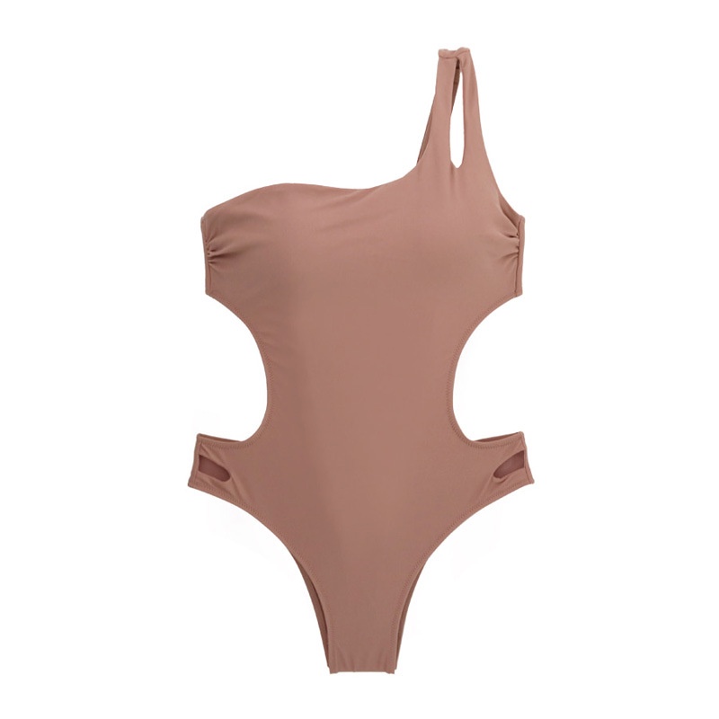 Bộ đồ bơi nữ một mảnh màu trơn mới, thiết kế đơn vai tôn dáng gợi cảm