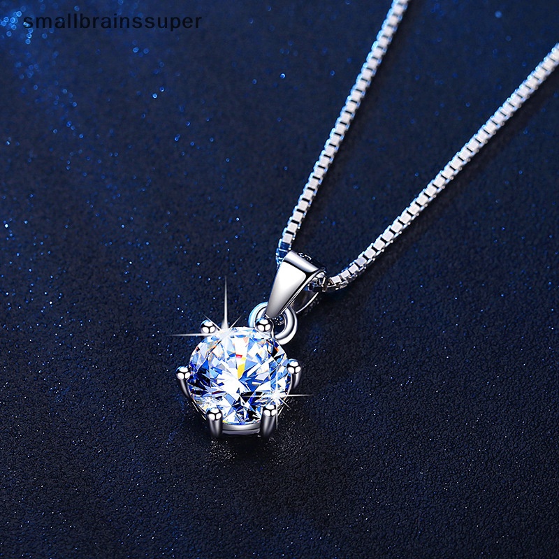 Smallbrainssuper Vòng cổ Bạc Nhẹ Thanh Lịch Sáu Prong Micropaved Zircon Dành Cho Nữ SBS