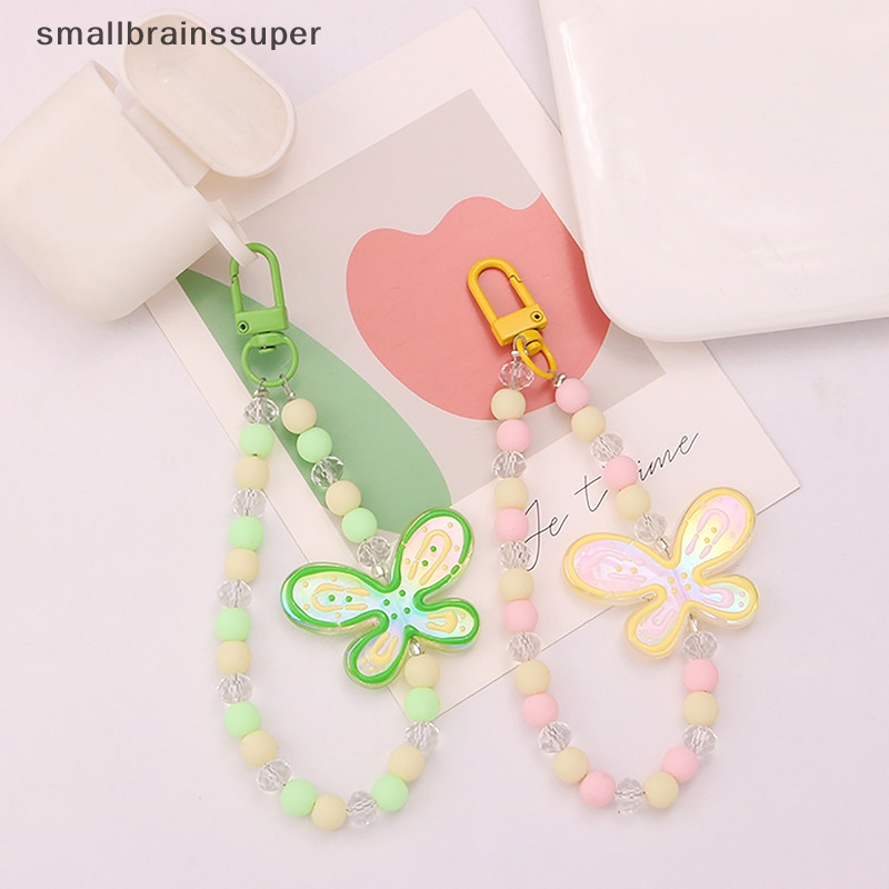 Dây Đeo Điện Thoại / Móc Khóa Bằng Acrylic Màu Kẹo Hình Bướm Dễ Thương SBS