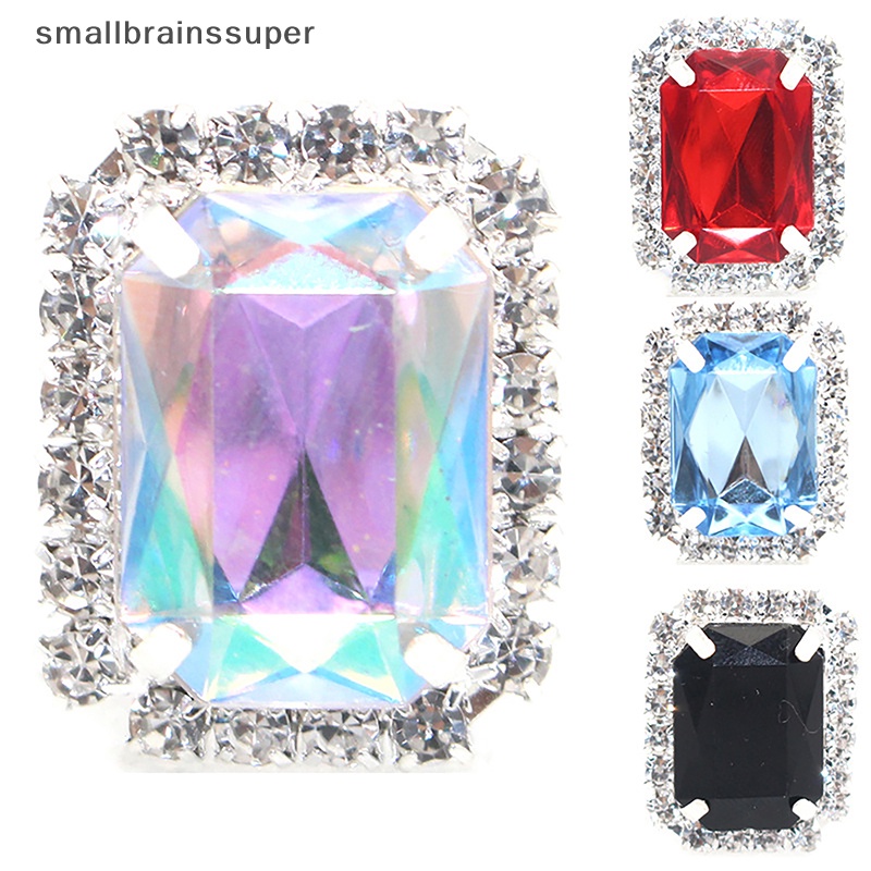 Nút Hình Chữ Nhật Bằng Acrylic Đáy Phẳng Đính Đá Kim Cương Giả Dùng May Vá DIY