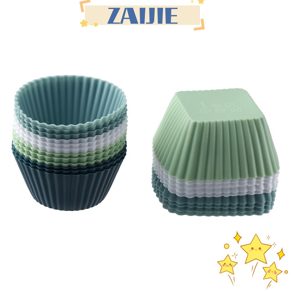 ZAIJIE24 Set 48 Đế Lót Bánh Muffin / Cupcake Bằng Silicone Không Dính Tiết Kiệm Không Gian Dễ Vệ Sinh