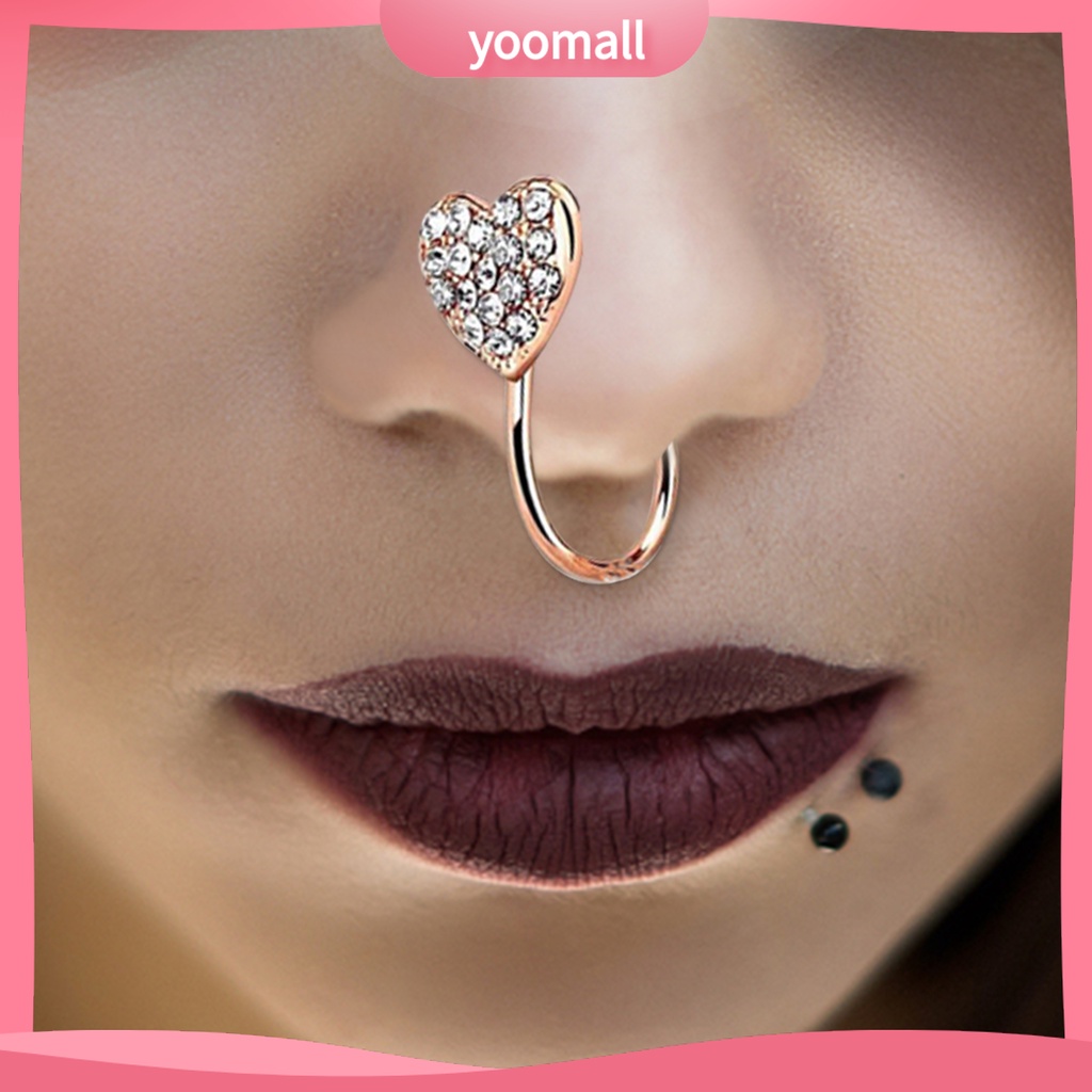 Khuyên Mũi Hợp Kim Đính Đá Hình Trái Tim Xinh Xắn