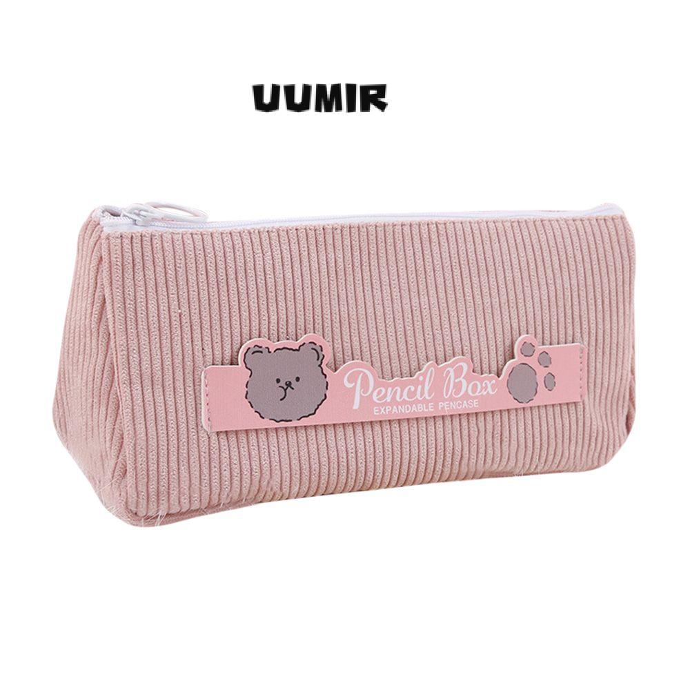 UUMIR Túi Đựng Bút Bằng Vải Nhung Kẻ Dễ Thương