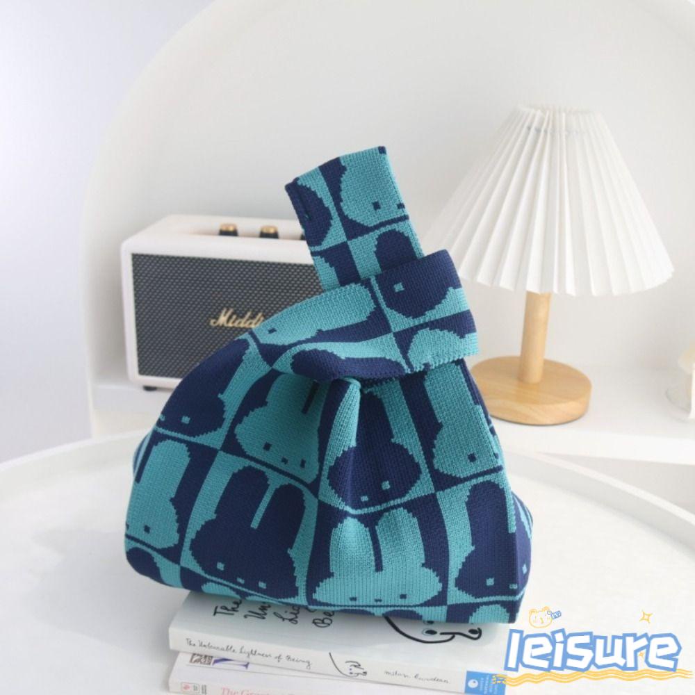 LEISURE Túi Xách Đan Len Hình Đầu Thỏ Dễ Thương Cho Nữ