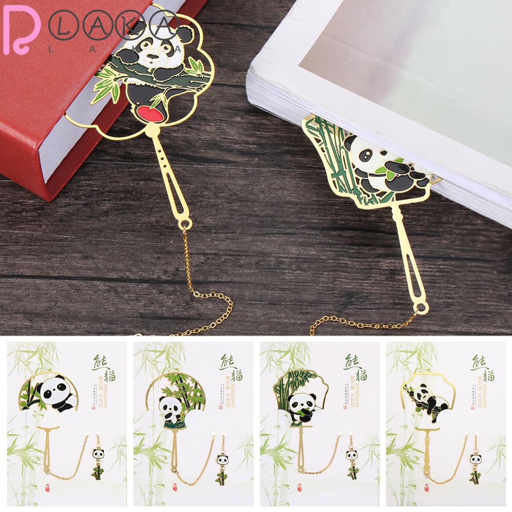 LAKAMIER Thẻ Đánh Dấu Trang Sách Bằng Đồng Thau Hình Gấu Trúc Phối Tua Rua Phong Cách