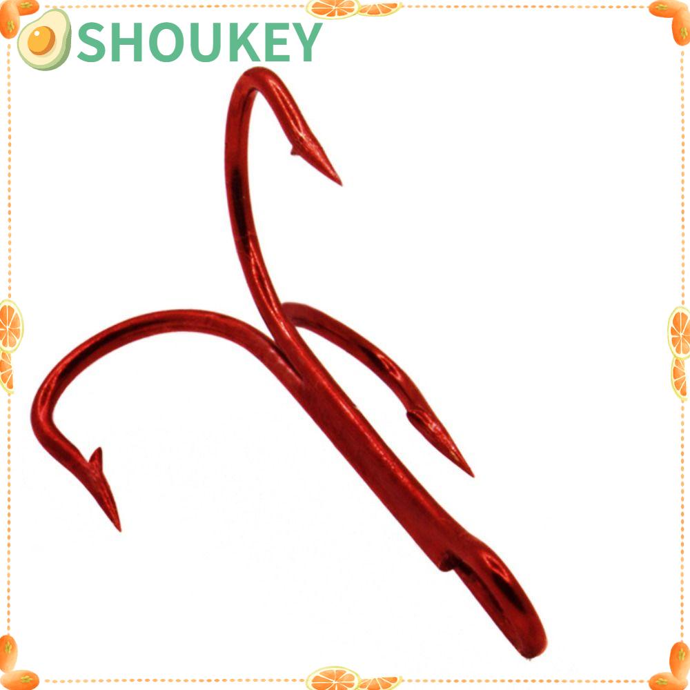 SHOUKEY Bộ 50 Móc Câu Cá Mạ Điện Màu Đỏ Mới