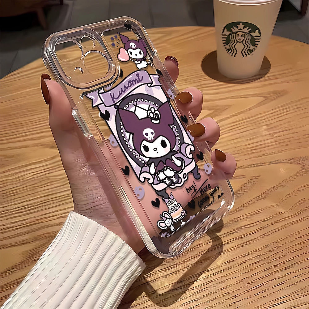 Ốp Điện Thoại Dẻo Màu Tối In Họa Tiết Kuromi Niche V1BU Chống Bụi Bẩn Cho Iphone11 12Promax 7 8p13