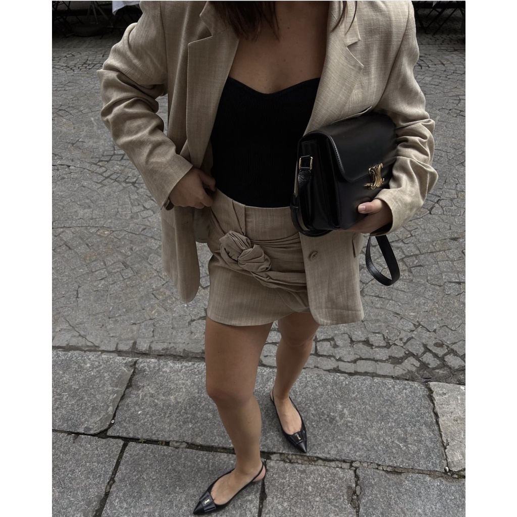 Zara Bộ Áo Khoác blazer + Chân Váy Ngắn Mỏng Thời Trang Cao Cấp Cho Nữ