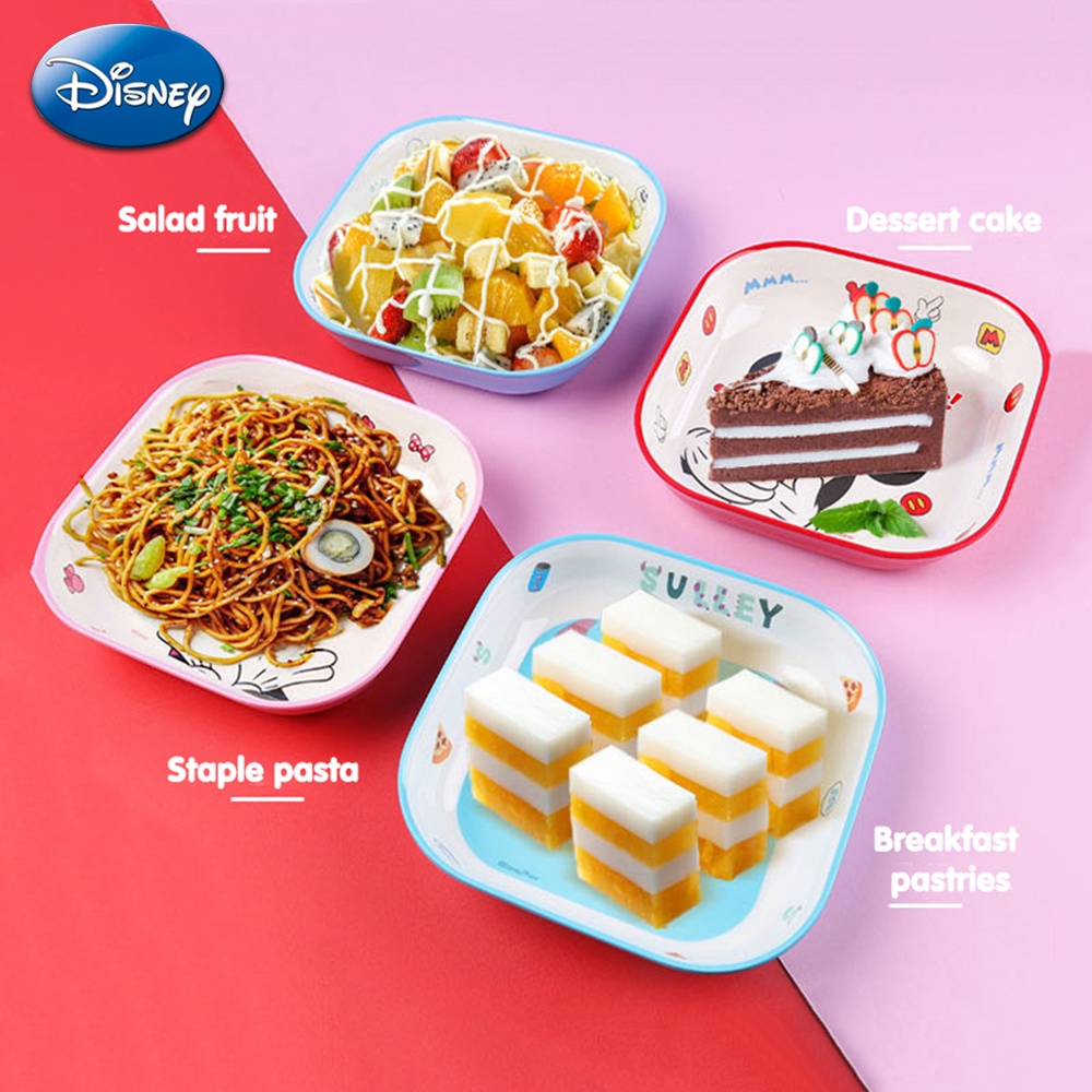 Đĩa Vuông Ăn Trái Cây Họa Tiết Disney Stitch Mickey Minnie Frozen Elsa Dành Cho Trẻ Em