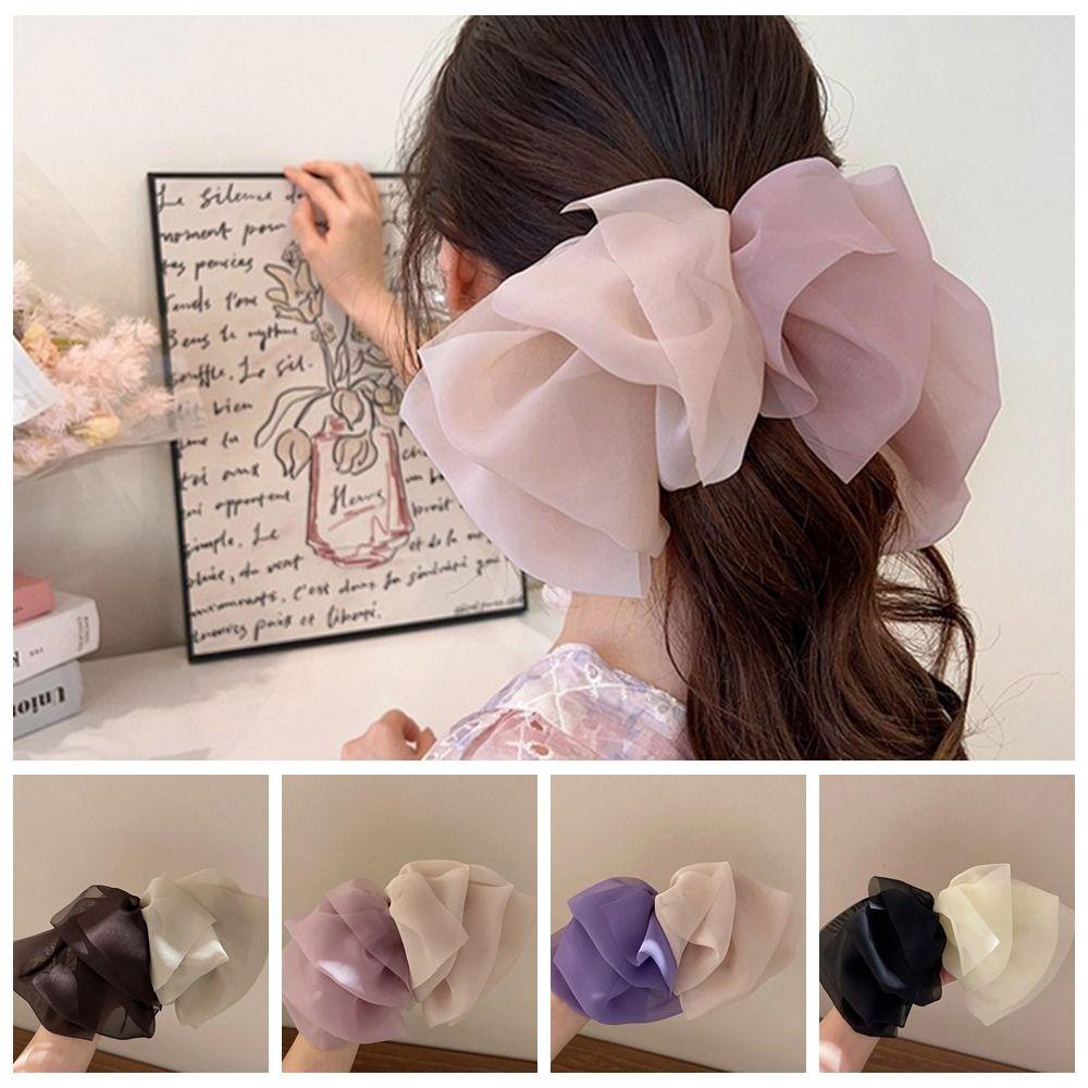 DANES Kẹp Tóc Nơ Ruy Băng Lưới Chiffon Nhiều Lớp Dành Cho Hoạt Động Ngoài Trời