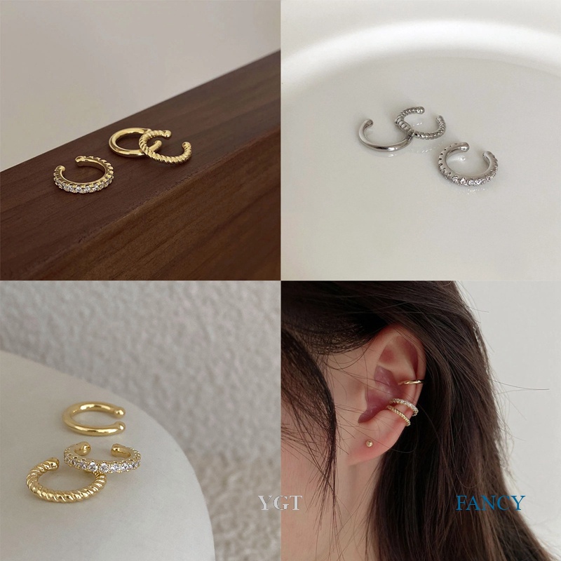 1 Bộ Khuyên Tai Dạng Kẹp Hình Tròn Đơn Giản Bằng Bạc 925