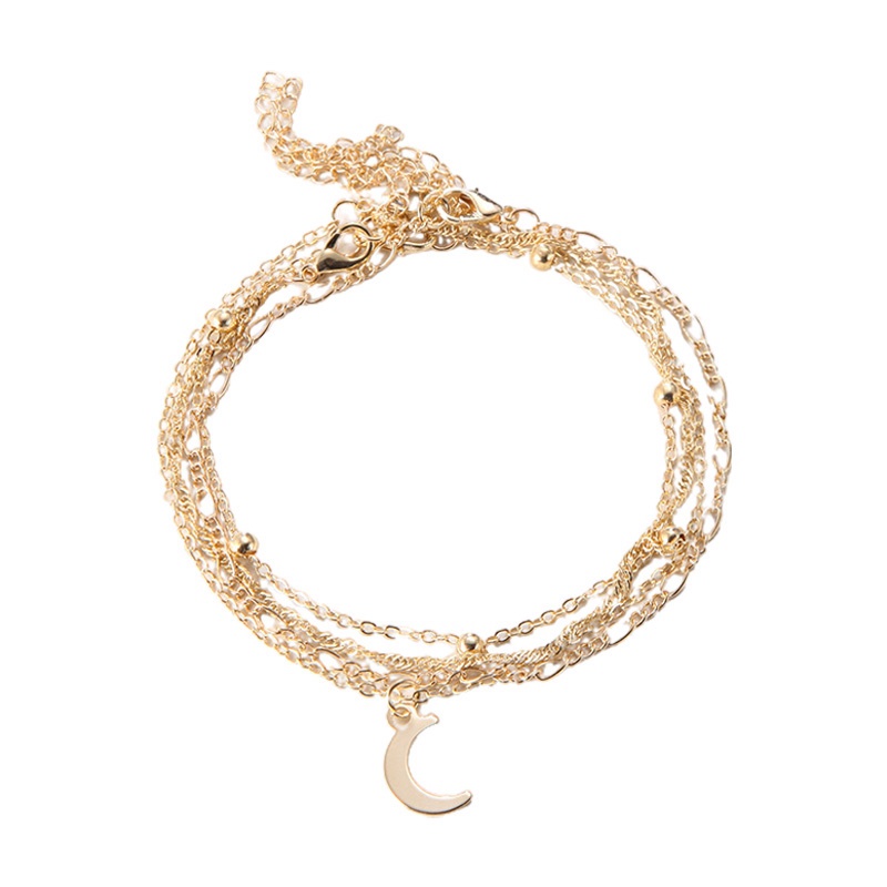 Ygt Set 4 Lắc Chân Mạ Bạc 925 Hình Mặt Trăng Thời Trang Đi Biển Mùa Hè Cho Nữ