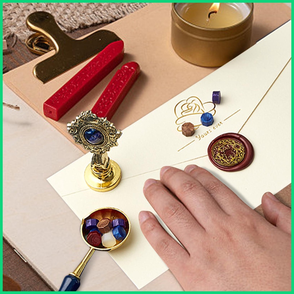 Bộ Dụng Cụ Đóng Dấu Sáp Niêm Phong Tem Thư Dùng Làm Thẻ Thủ Công