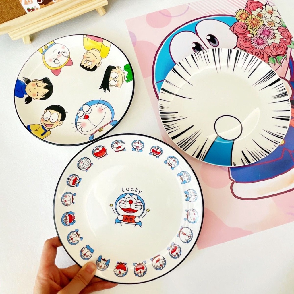 Đĩa Sứ Hình Mèo Doraemon Dễ Thương Sáng Tạo