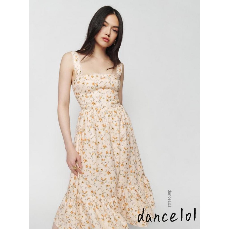 Đầm Chữ A Sát Nách Hở Lưng Phối Bèo Nhún Màu Trơn / Hoa Xinh Xắn Cho Nữ Khiêu Vũ1O1
