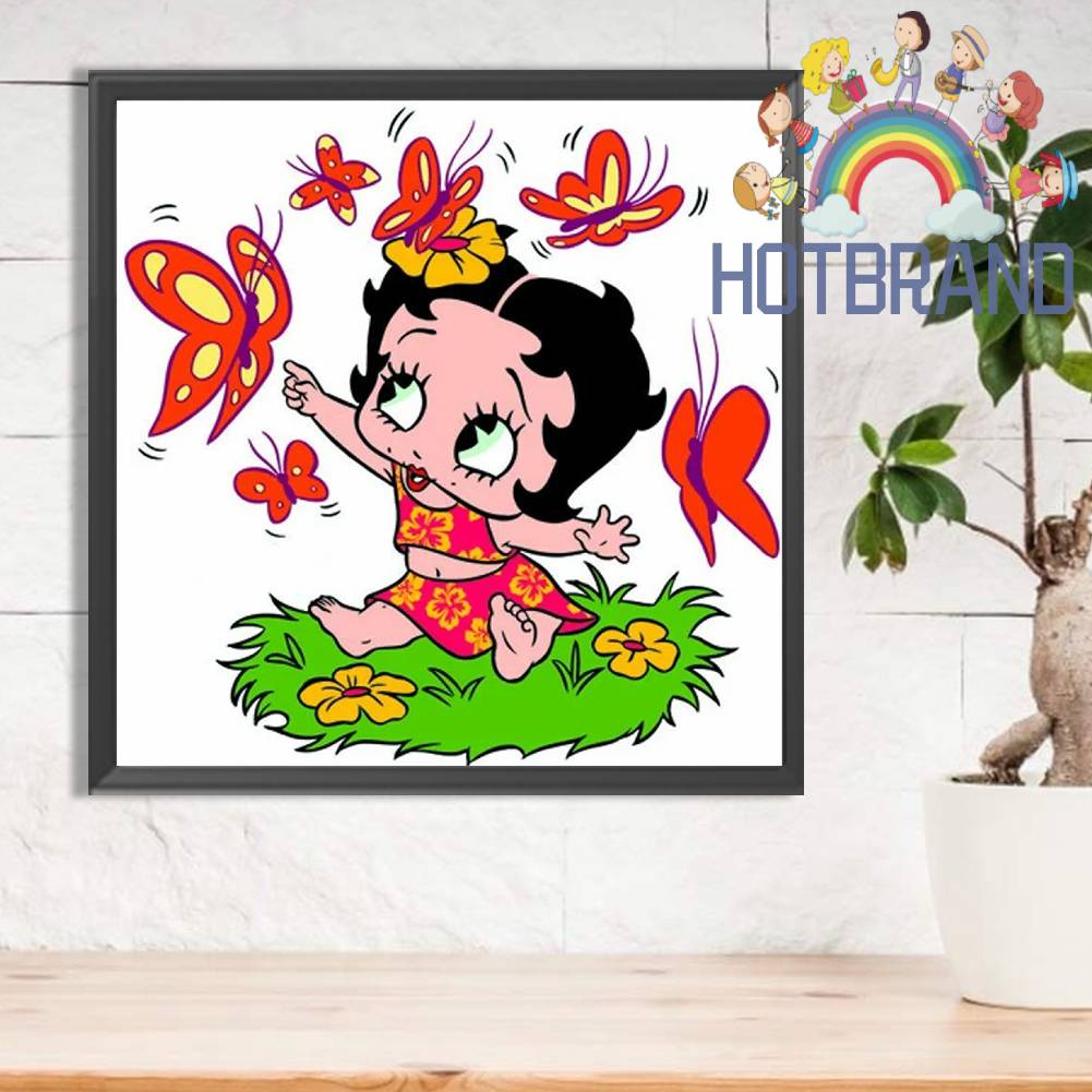 Tranh Đính Đá Kim Cương Toàn Bộ 5D DIY Hình Vẽ Búp Bê Betty