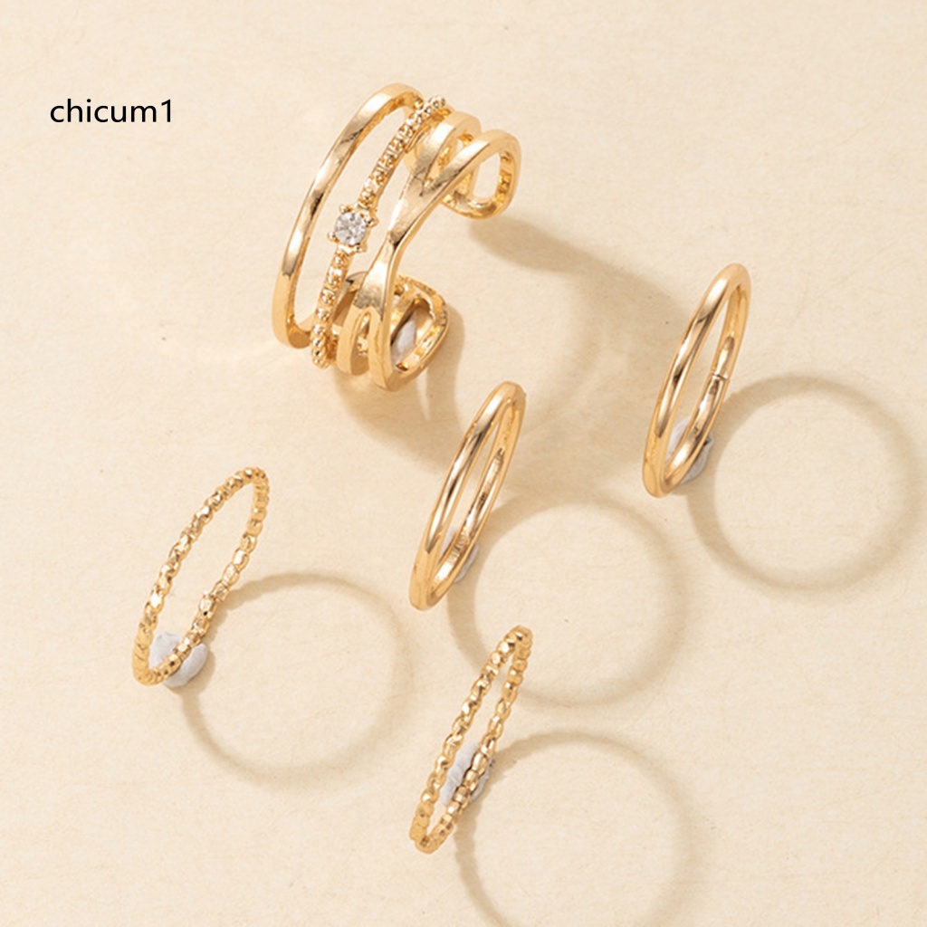 Set 5 Nhẫn Đeo Khớp Ngón Tay Màu Sắc Lấp Lánh Dễ Phối Đồ