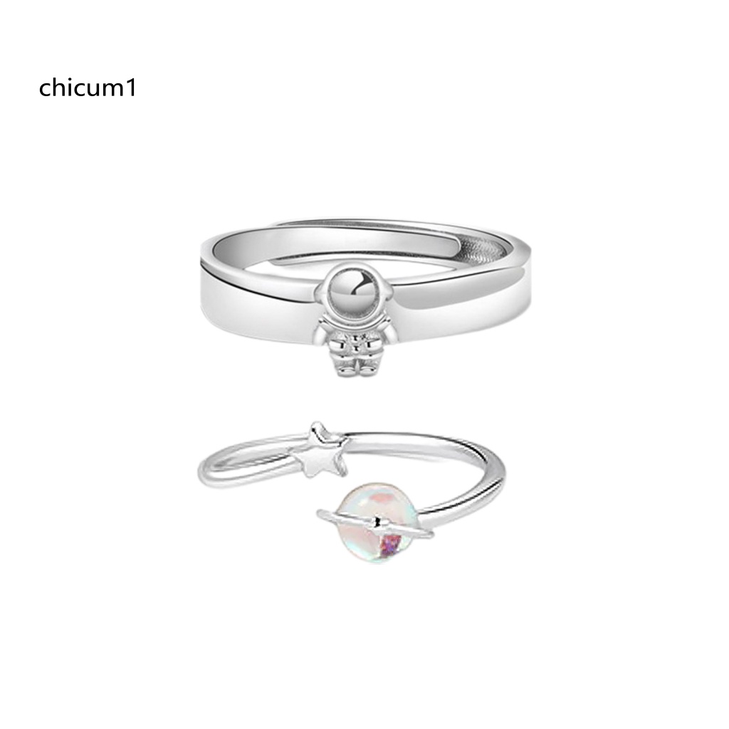 Nhẫn Cặp Dạng Mở Hình Phi Hành Gia / Ngôi Sao / Hành Tinh Có Thể Điều Chỉnh Làm Quà Tặng