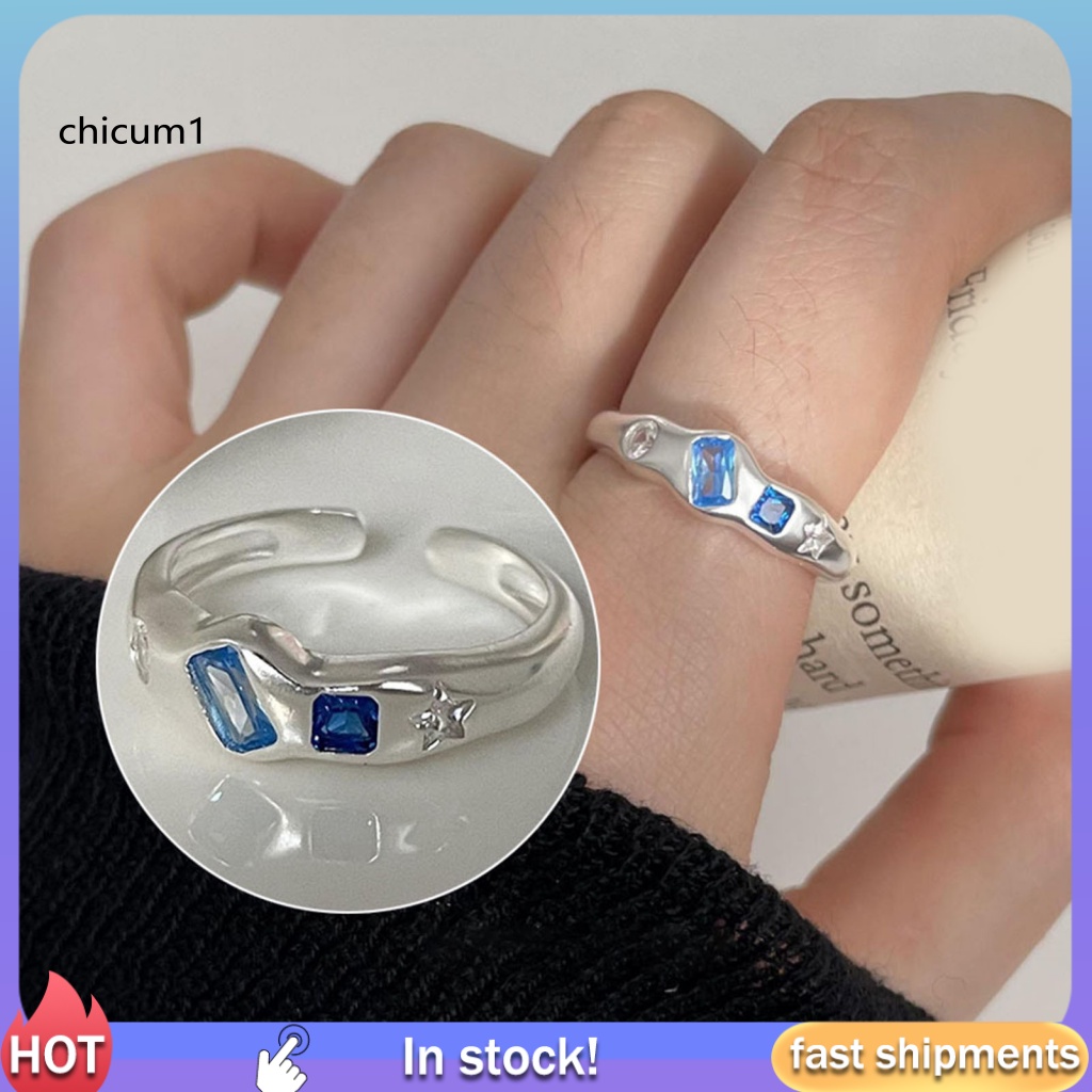 Nhẫn Hở Đính Đá Zircon Nhiều Màu Tùy Chỉnh Phong Cách Punk Tinh Tế Cho Nữ