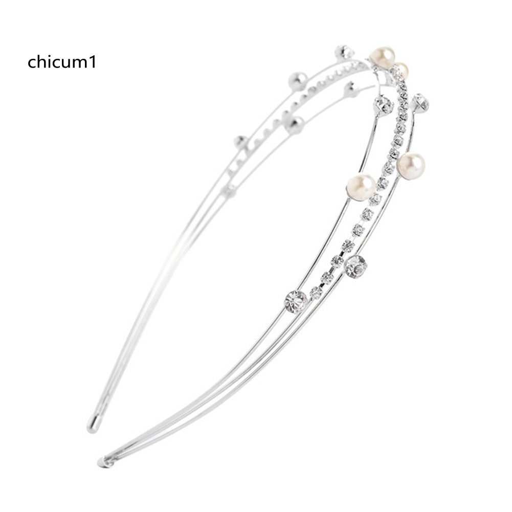 Băng Đô Mỏng Nhiều Lớp Đính Ngọc Trai Giả Cho Nữ