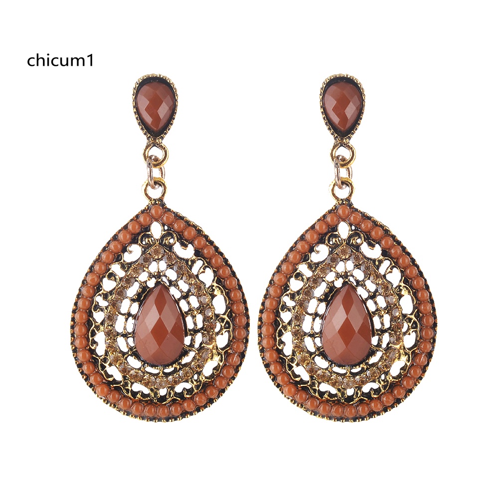 Khuyên Tai Chuỗi Đính Đá Hình Giọt Nước Phong Cách Boho