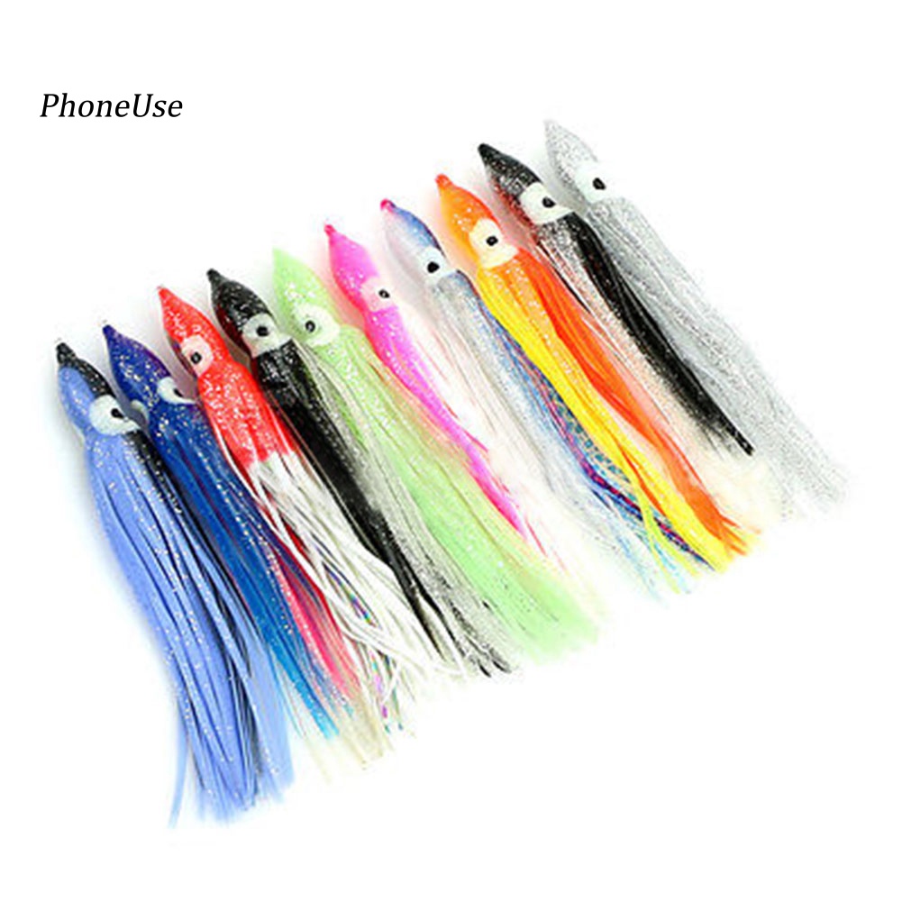 Pu Bộ 10 Mồi Giả Câu Cá Hình Bạch Tuộc Phát Sáng