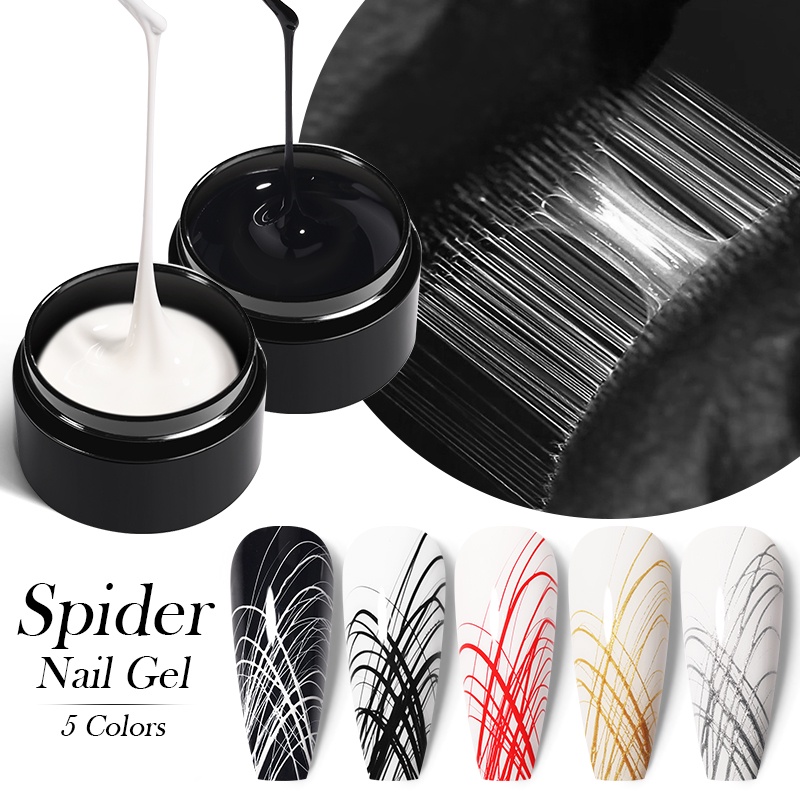 Ur SUGAR Black White Spide Nail Gel Ba Lan Phản Quang Sáng Lấp Lánh Tranh UV Gel Varnish Nail Art De