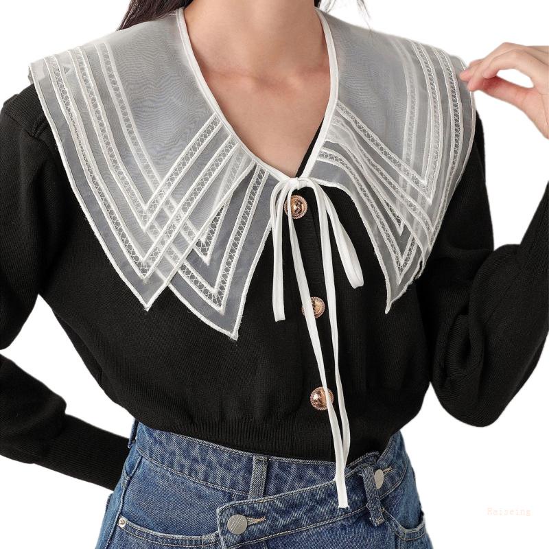 Cổ Áo Giả Thêu Họa Tiết Đính Ngọc Trai Dễ Tháo Rời Thời Trang Cho Nữ