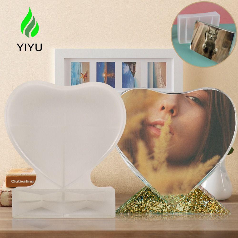 YIYU Khuôn Silicone Làm Khung Ảnh Hình Chữ Nhật / Trái Tim Độc Đáo DIY